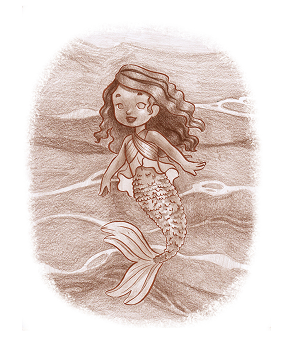 little mermaid sketch fairytale mermaid girl children ILLUSTRATION 