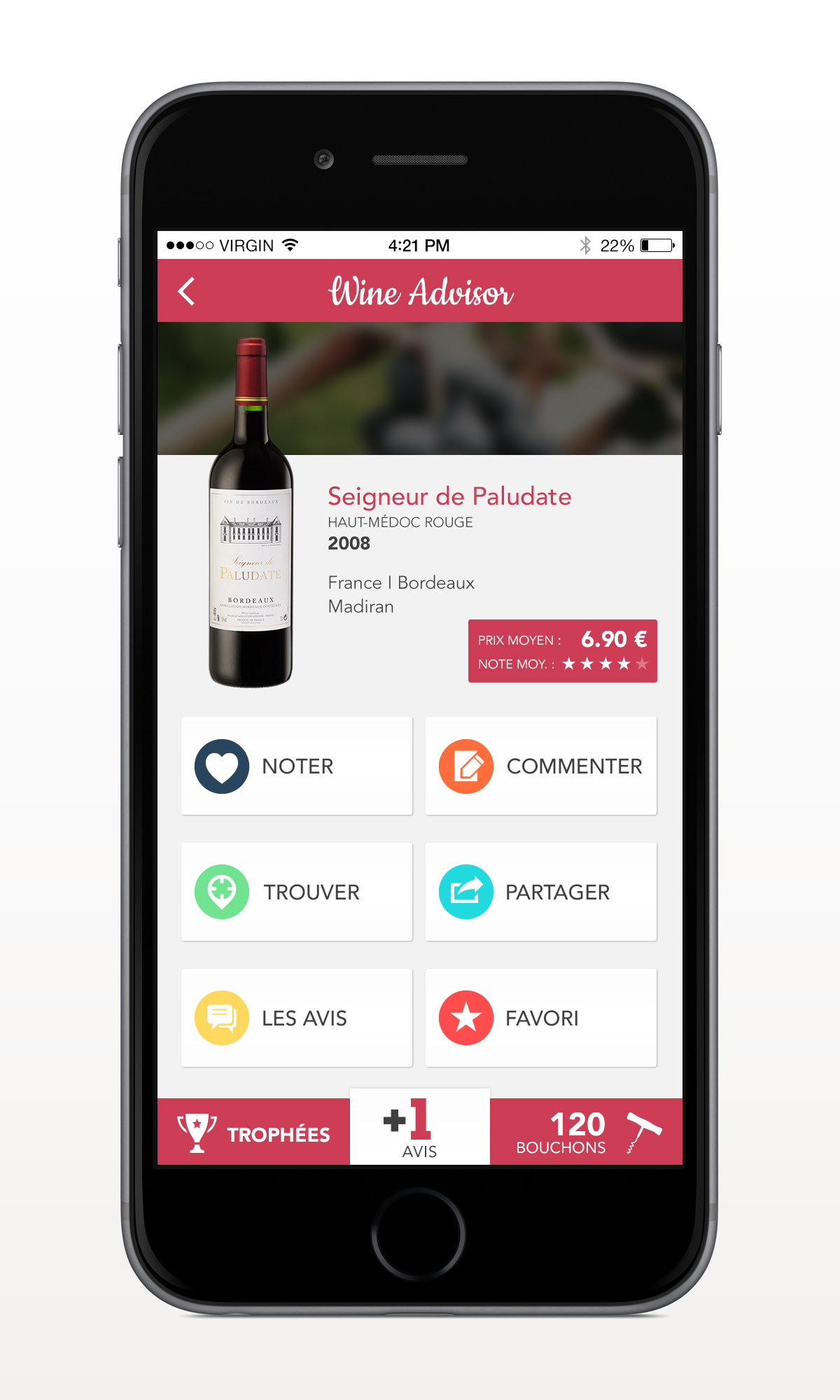 mobile application UI/UX design wine