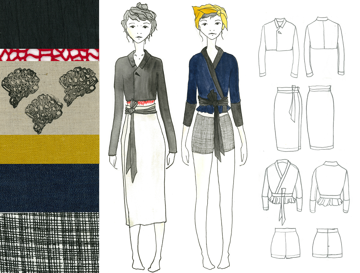 block printing concept design fashion illustration Lookbook