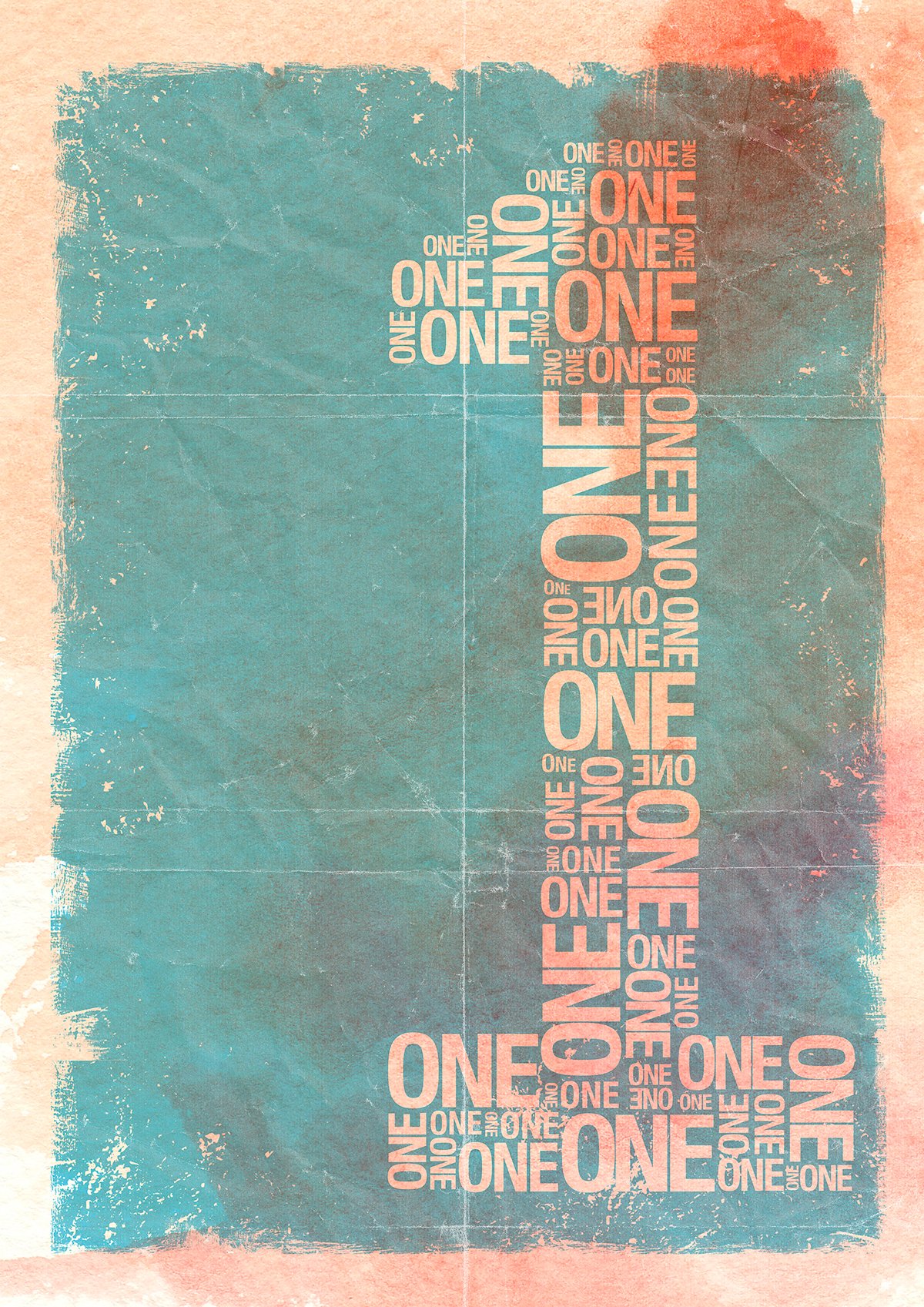 the one One number typograph poster Retro vintage Style grunge textura 1st