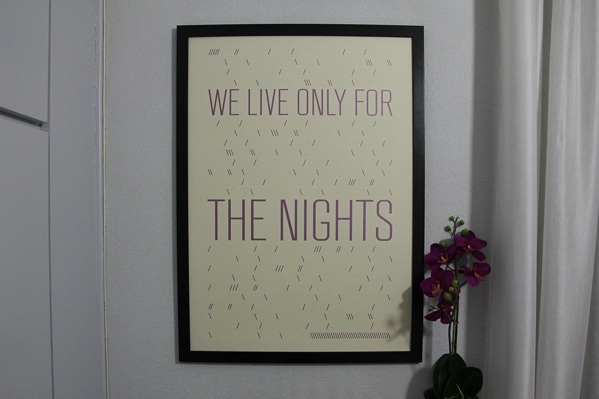 silkscreen poster night calendar Phosphor glow metallic pvc sticker transparent Munken RECYCLED