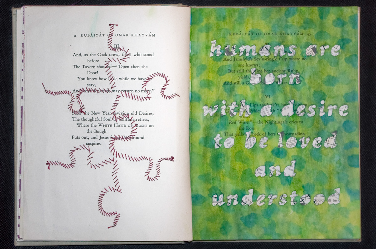 altered book stitching experimental bookart design illustrate meaning journal sketch visual communication