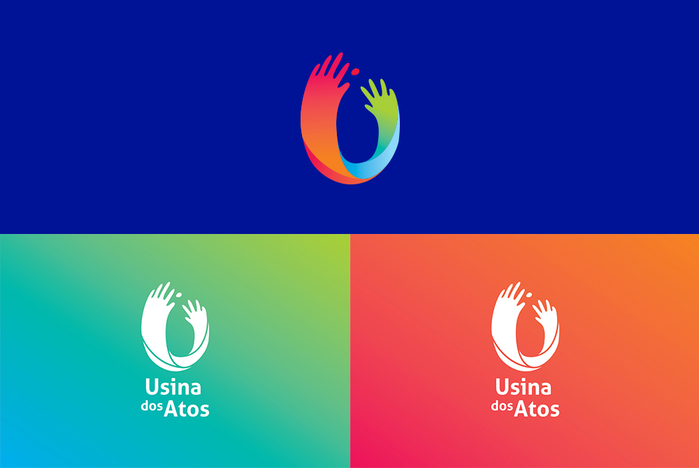 logo brand hand paint ong usina colors mix gradient Stationery Logotype marca Logotipo alberto