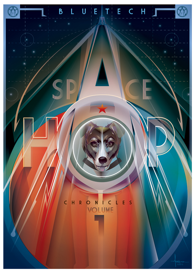 vector adobe illustrator orlando arocena bluetech spacehop chillwave dog LAIKA Sputnik Space  spaceship Helmet