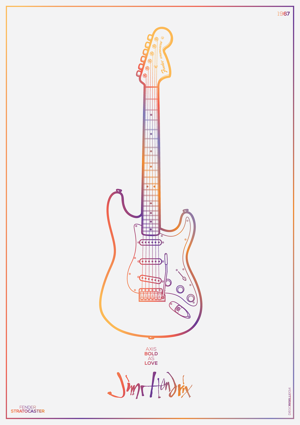 Jimi Hendrix fender stratocaster fender vector Vector Illustration digital print poster adobe illustrator adobe jimi guitar