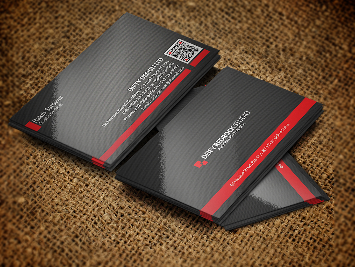 business card corporate clean simple color red