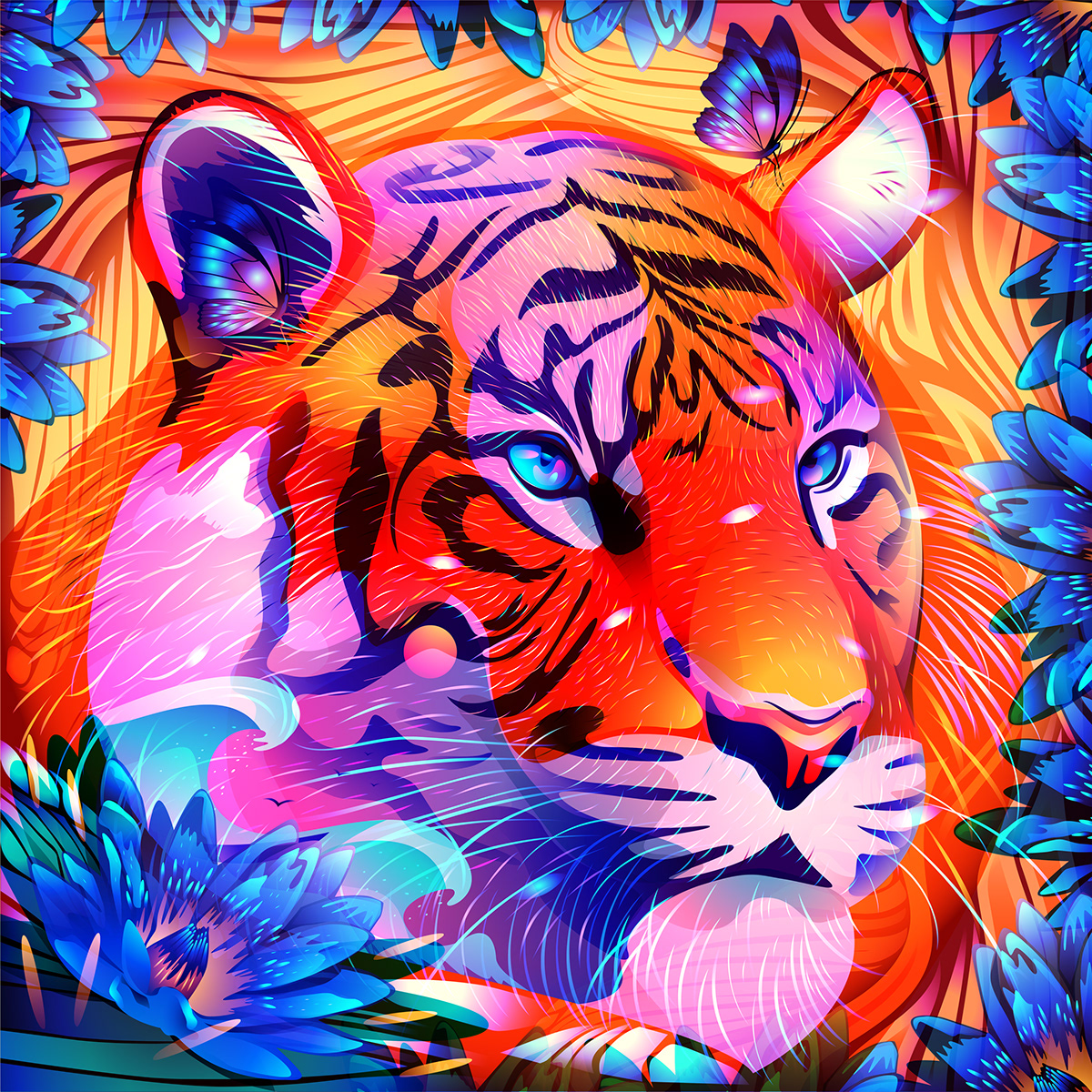 animals art artwork bug cryptoart Digital Art  digital illustration foundation nft tiger