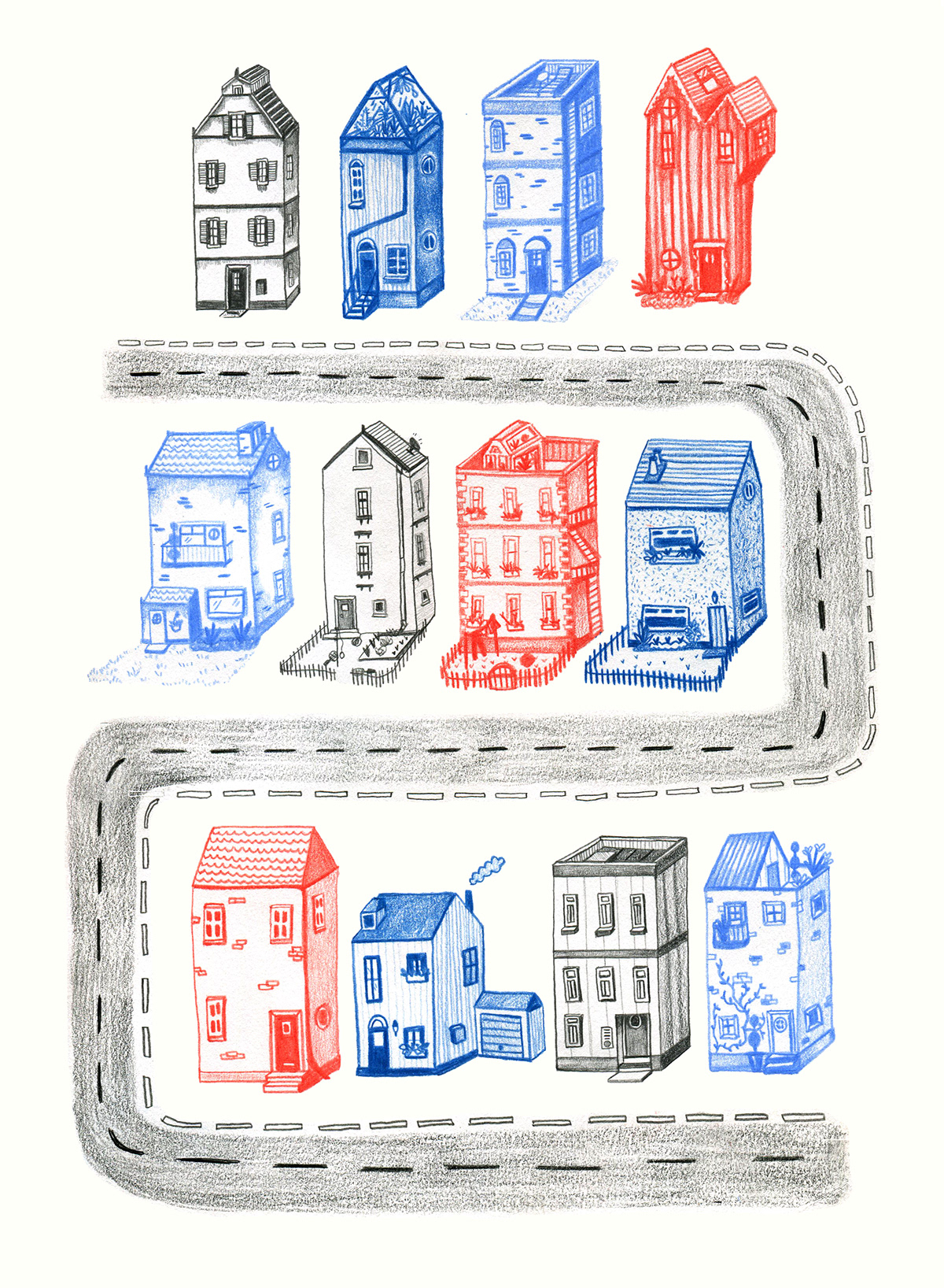 houses hand-drawn