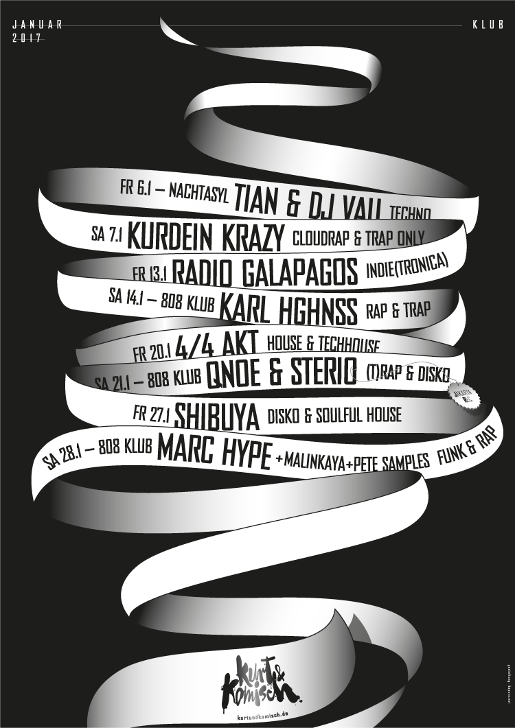 black & white clean typography   black Program poster flyer plakat club disco