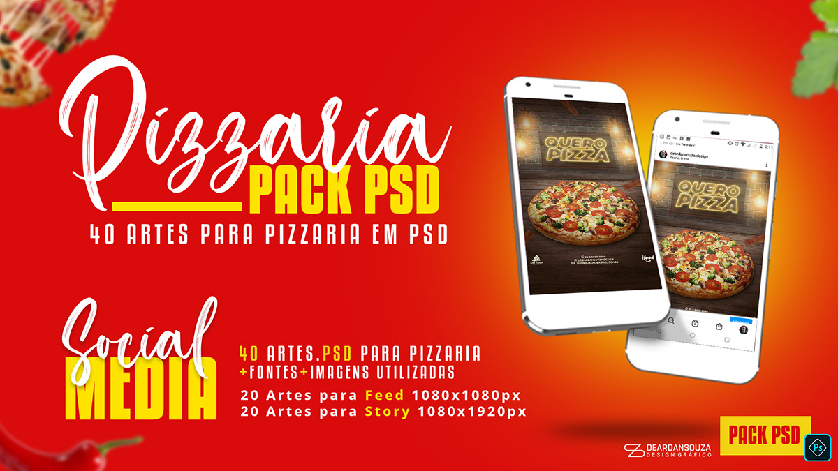 Jogo do Brasil Combina Com Pizza Social Media PSD Editável