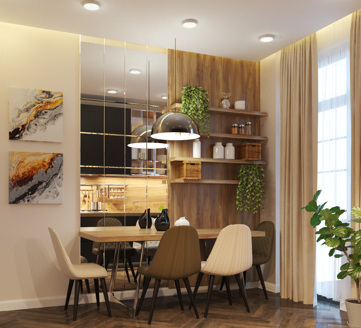 apartment Interior design baku azerbaijan 3dsmax corona house livingroom kitchen