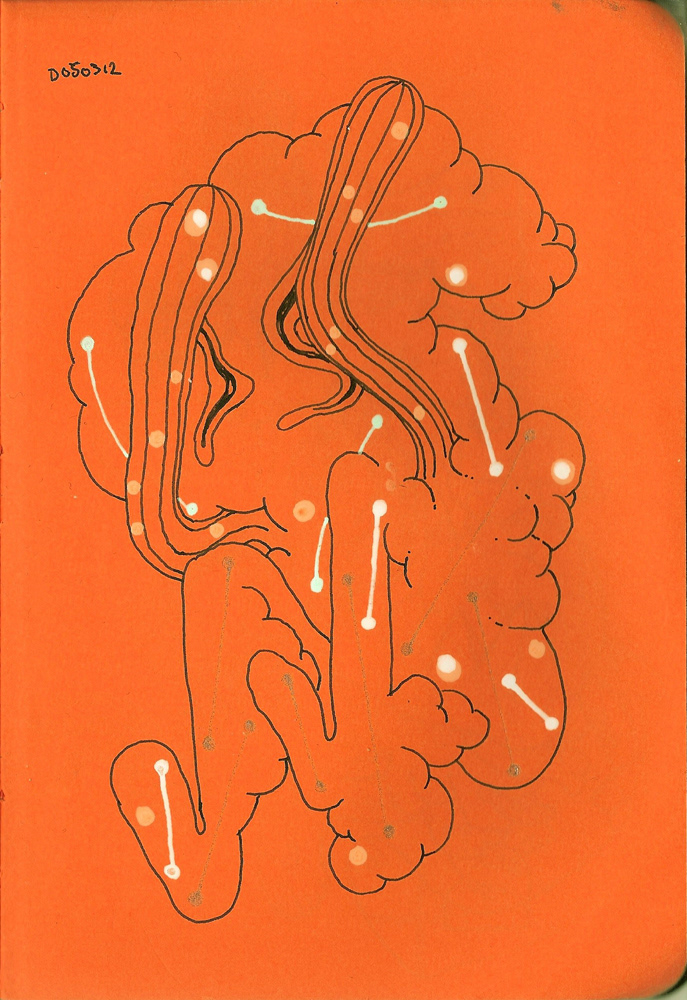 chartacer design orange figures personnages drawings ink gel