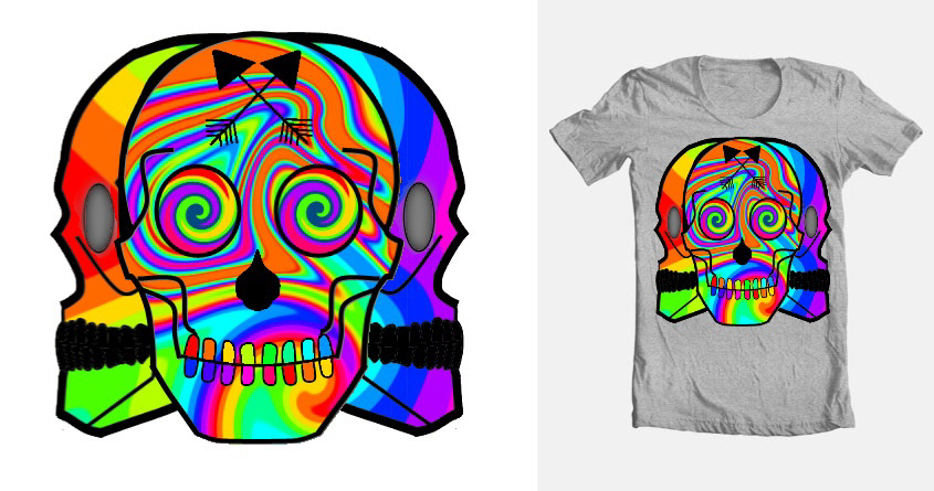 design t-shirt skull psychedelic