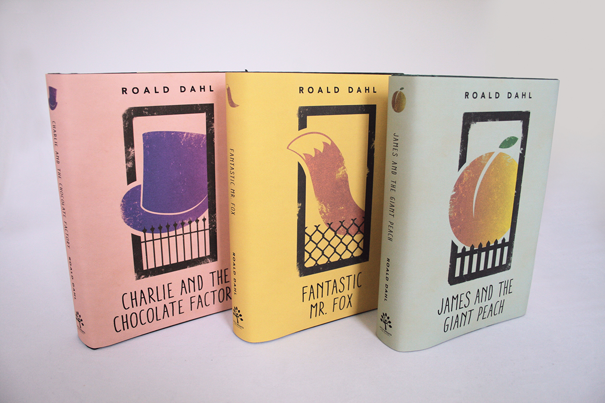 Roald Dahl children books Fantastic Mr Fox charlie and the chocolate factory james and the giant peach Book Cover Design