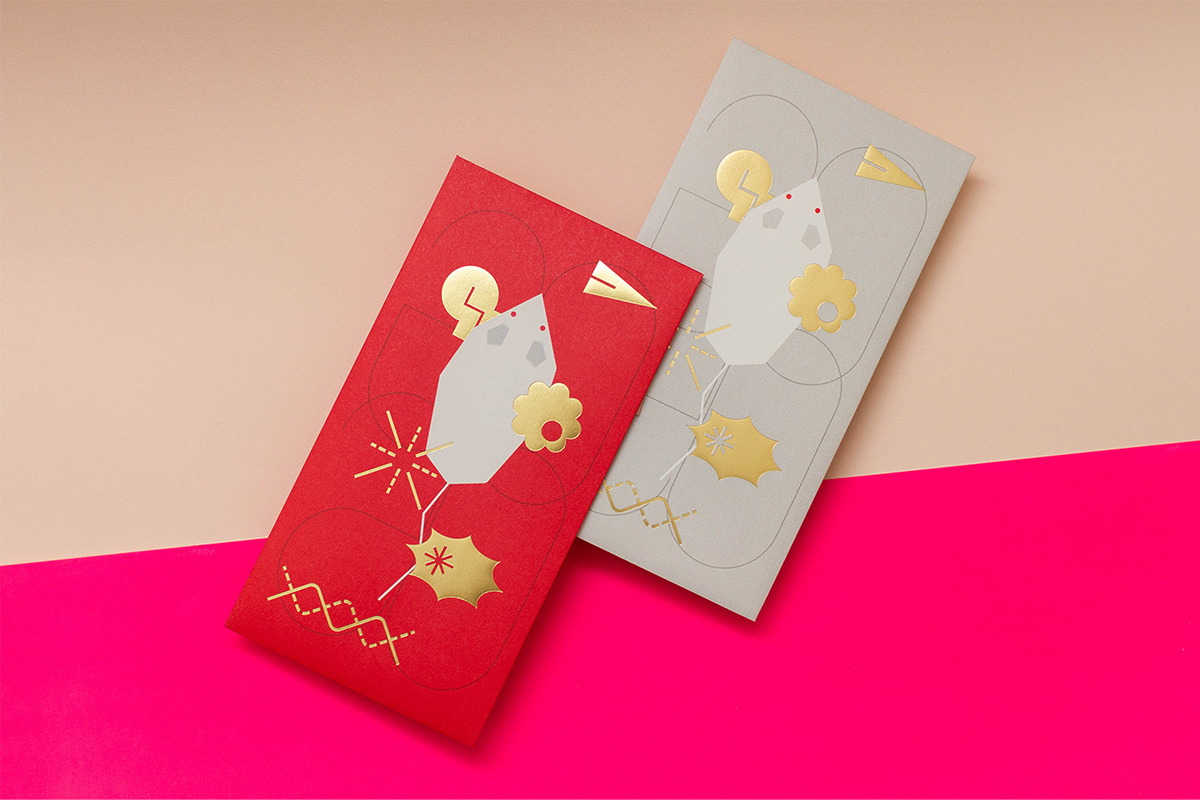 chinese new year Red Packet art direction  rat year culture graphic design  motion design festive Chinese Tradition greetings