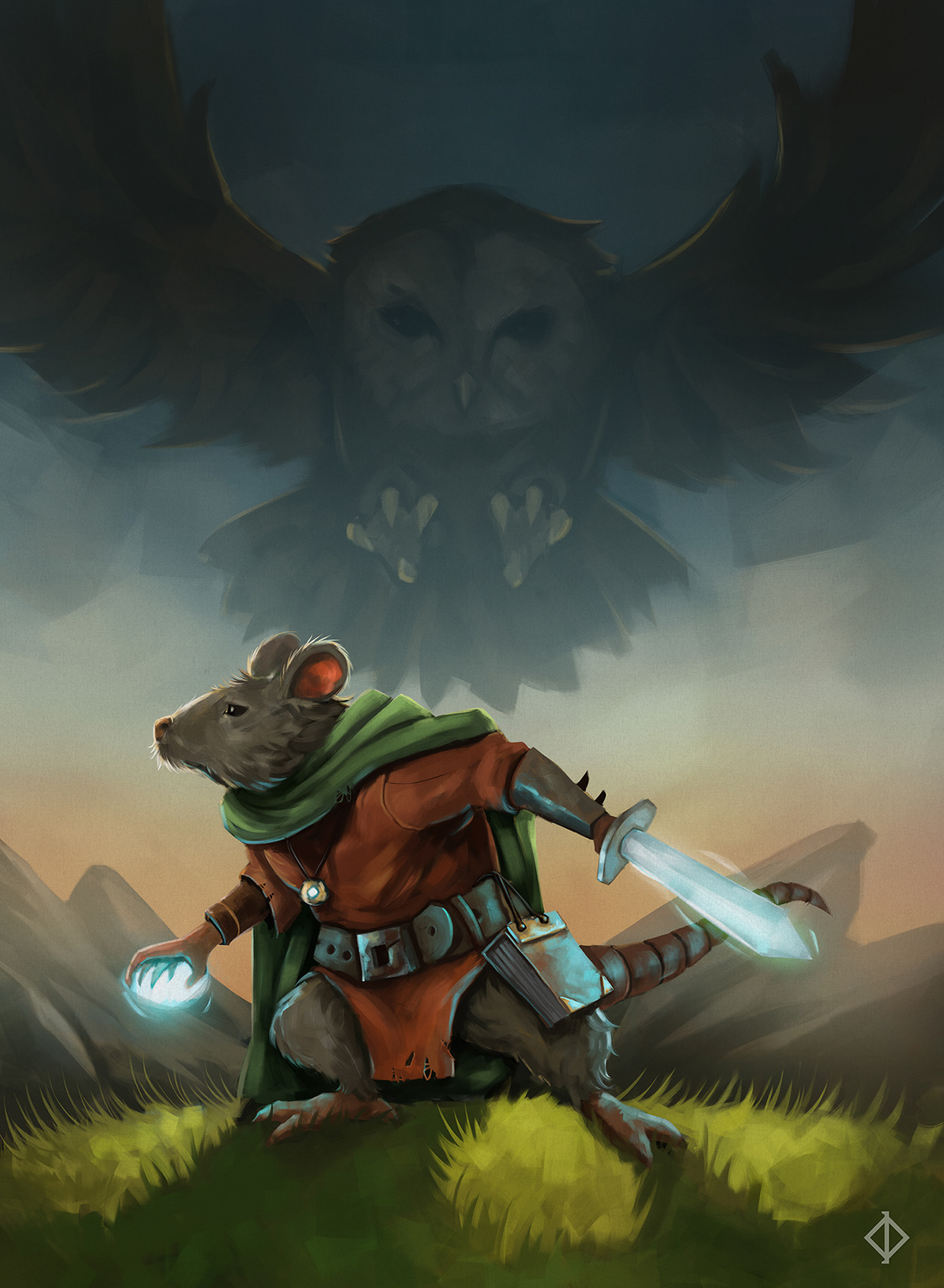 ILLUSTRATION  character design challenge mouse warrior spellsword owl art creative
