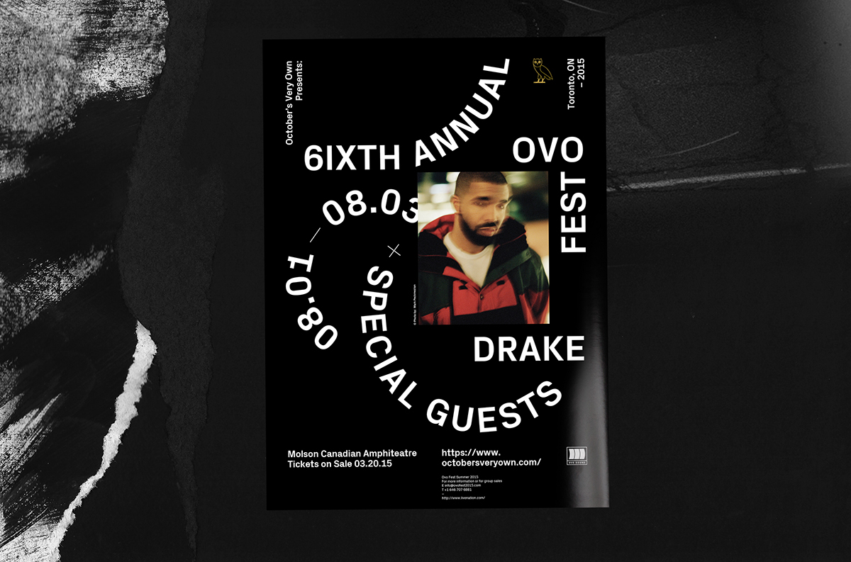 festival identity ovo fest poster Signage jules tardy Music Festival editorial Layout type Drake BIG SEAN