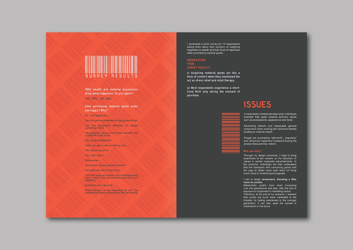 materialism consumerism journal editorial design  graphic design  research