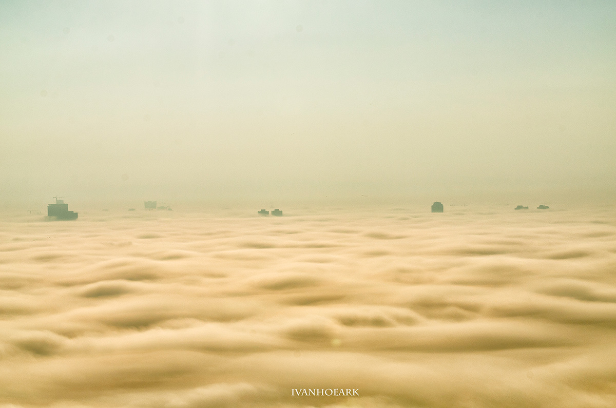 Photography  digital fog city scape Sunrise