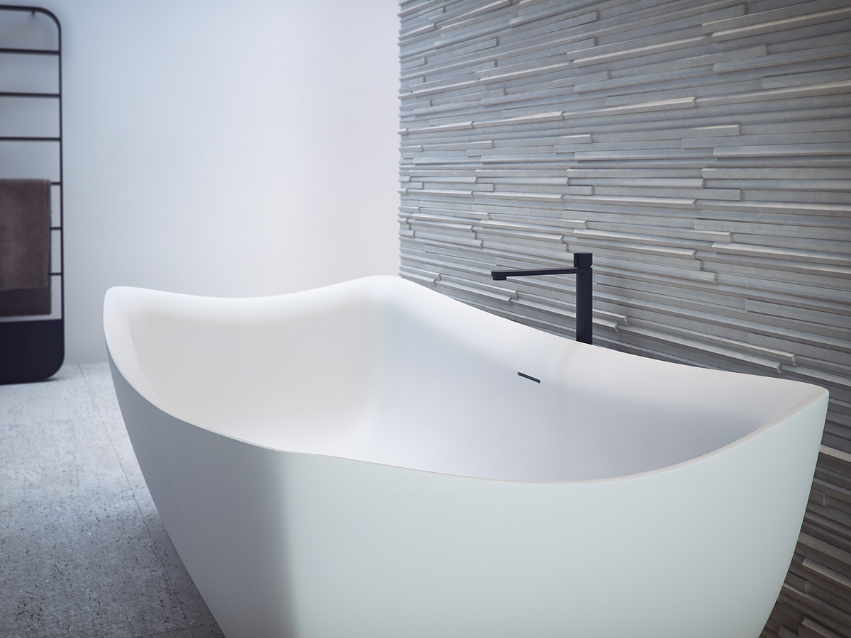 3D bath tub Render CGI CG White stripes water towel FLOOR tiles light lighting