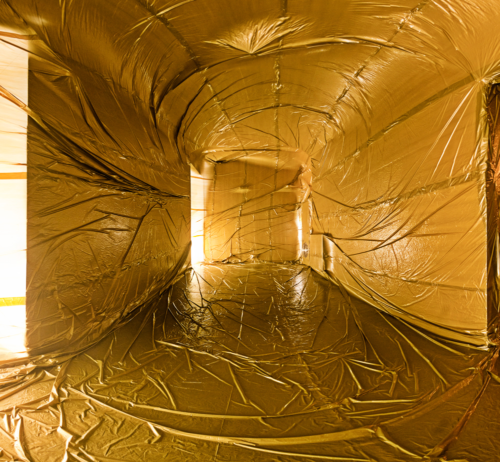 air plastic art installation inflatable ephemeral gold Italy palace colour yellow Space  balloon