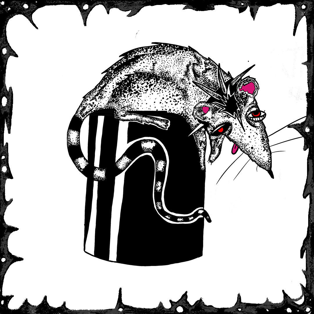 cartoon dark darkstyle Digital Art  dotworktattoo hardcorepunk horror ILLUSTRATION  punk rat