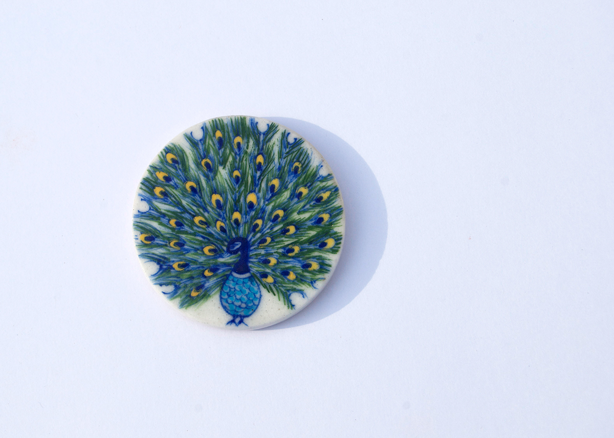 Jaipur Blue pottery jewelry beads blue Tea Lights craft handmade Colourful  Floral Designs ceramic design ceramic art