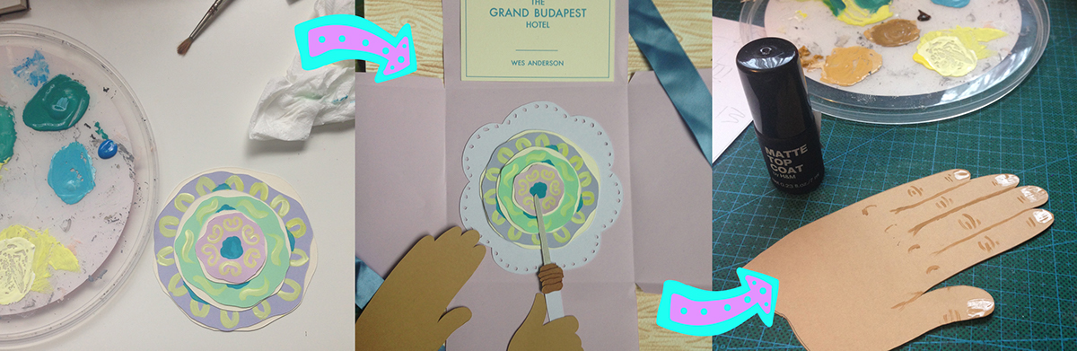 Paper Illustration paper cut Grand Budapest wes anderson courtesan au chocolat paper book cover mendls pastry