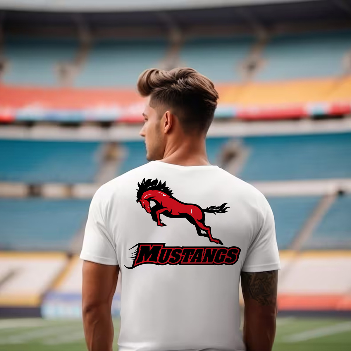 ACTIVE SHIRT t-shirt football Sports Design Graphic Designer Social media post Tshirt Design typography   design mustangs