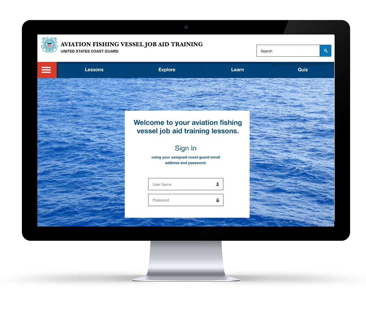 coast guard Website Education Lesson plan USCG Web user experience user interface interface design lesson united states usa pilots Fishing Vessels Vessel Spotting