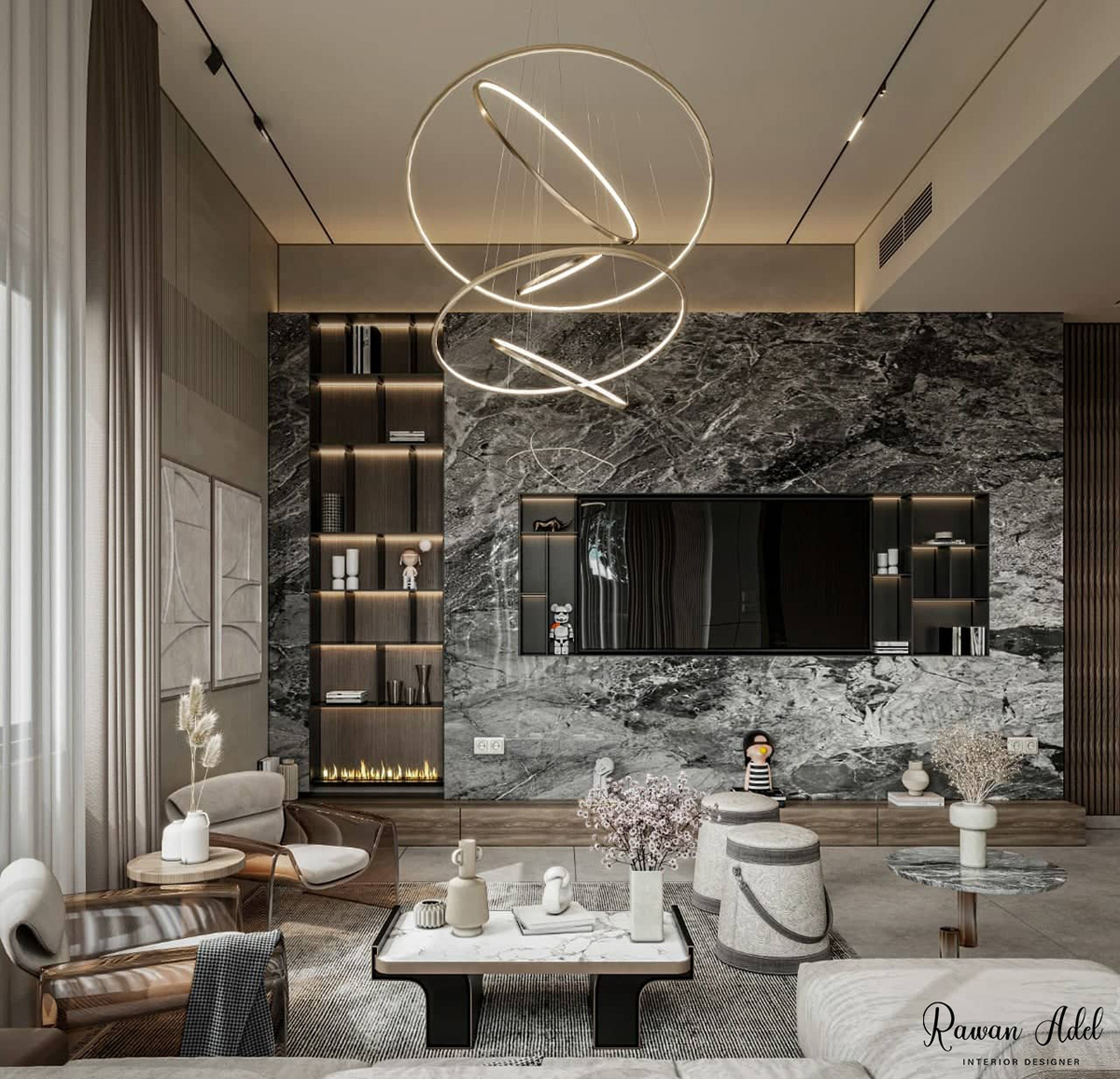 3D 3ds max architecture corona interior design  living room modern Render visualization