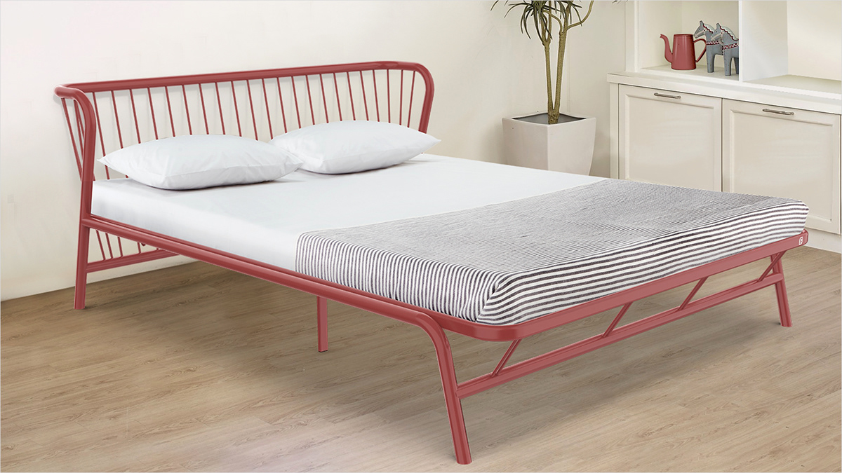 steel metal bed flatpack sleek contemporary Breeze light cozy makeinindia