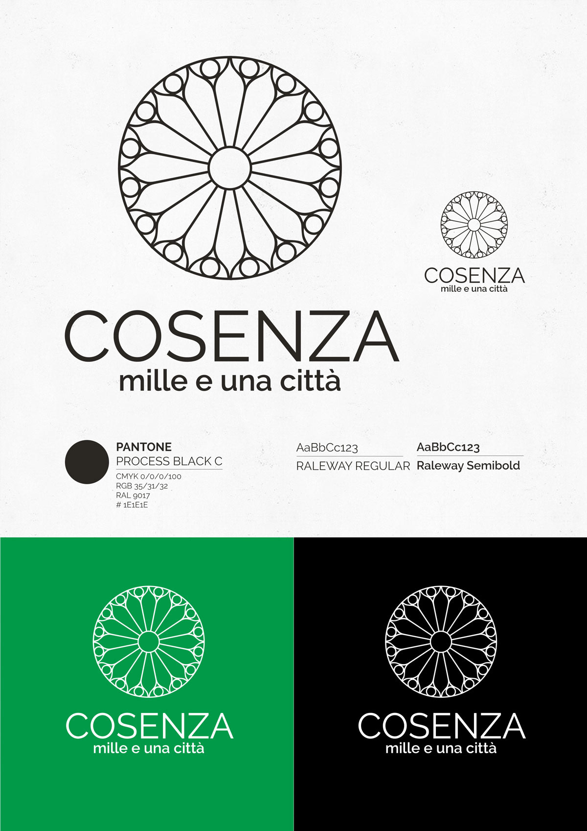 cosenza calabria Italy branding brand city City branding Mockup logo minimal simple black green White circular circle