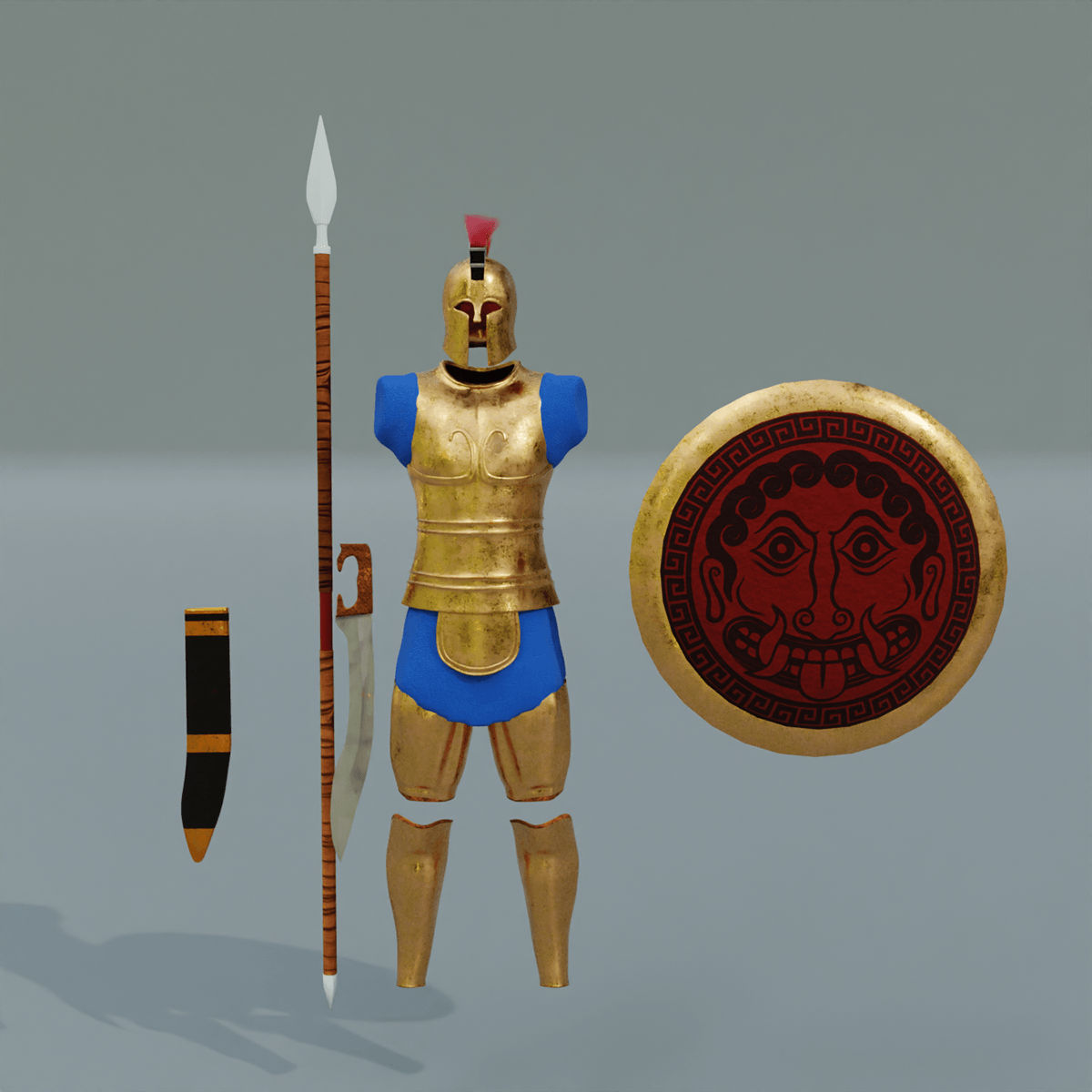 blender 3D hoplite Armour warrior Sword Etruscan