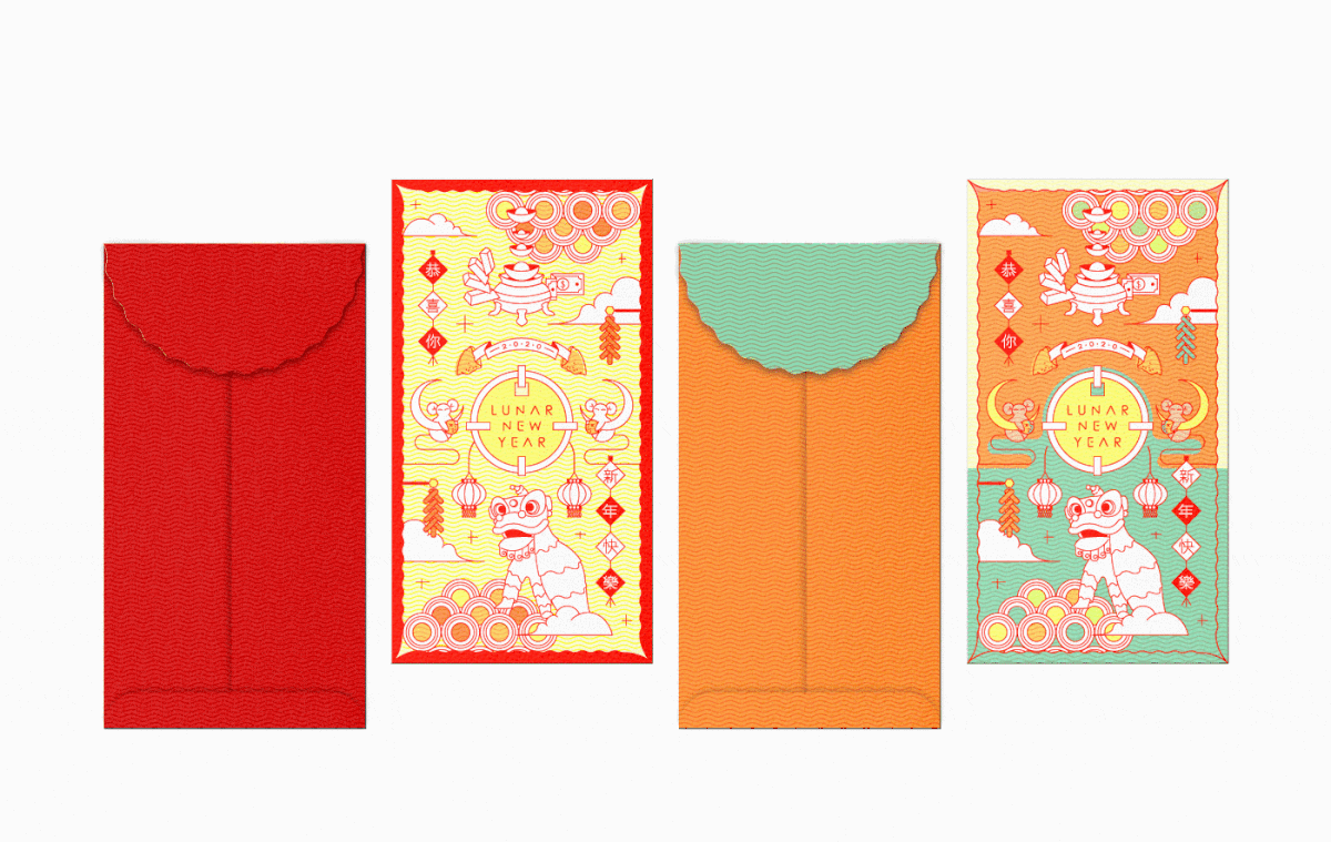 celebration chinese new year ILLUSTRATION  packet Red Packet year rat ang pao graphic design  money envelope Packaging