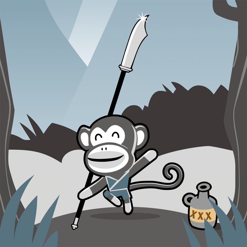 ninja monkey sock monkey cute comic pop culture battle Character vector neonmob