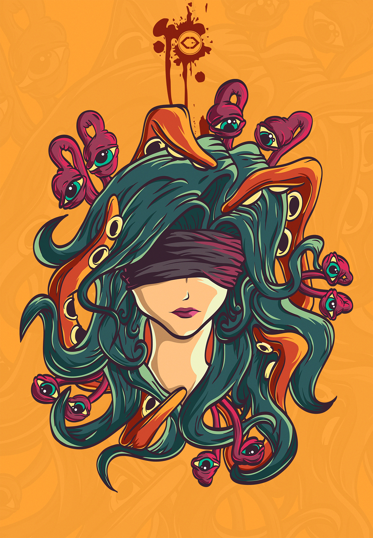 vector eyes blind sketch octopus girl