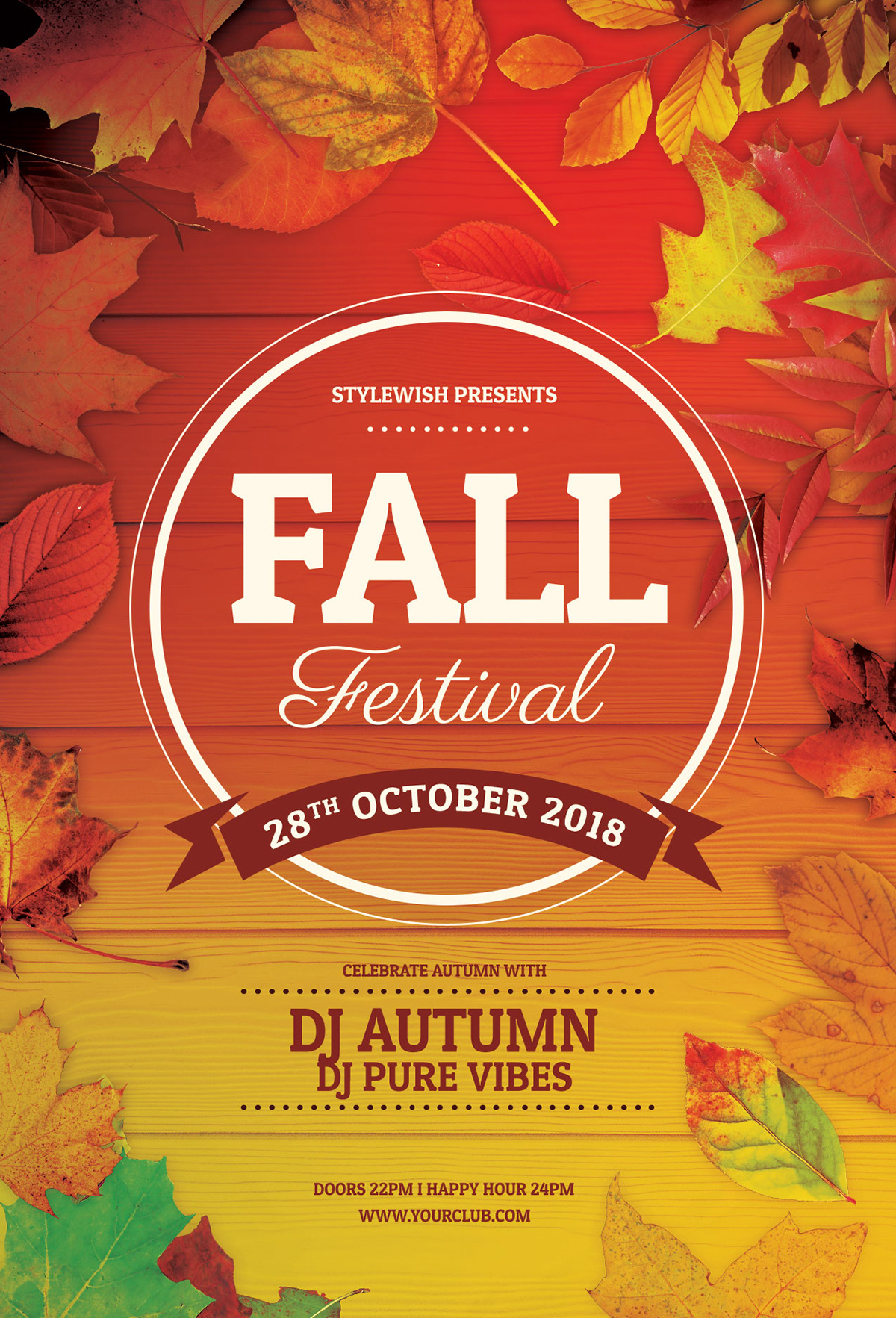 Fall autumn poster design flyer fall party autumn party harvest download psd