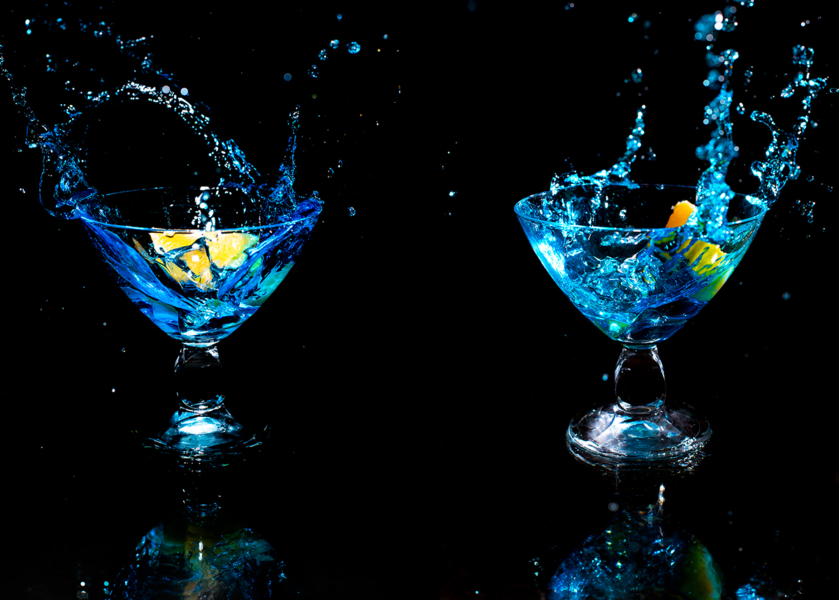 Photography  Highspeed studio glass water light speedlight splash cocktail party