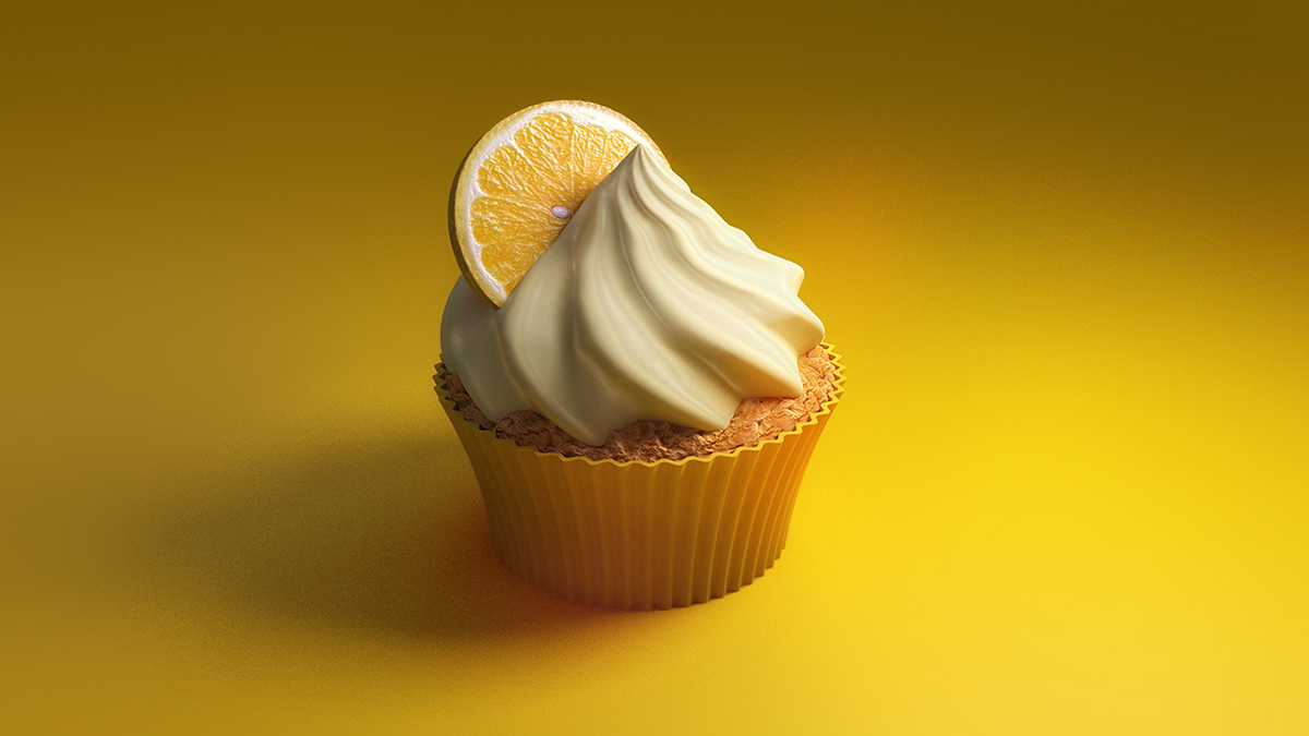 cake cupcake 3D 3dsmax vray Food  lemon yellow cengizhan topraksoy