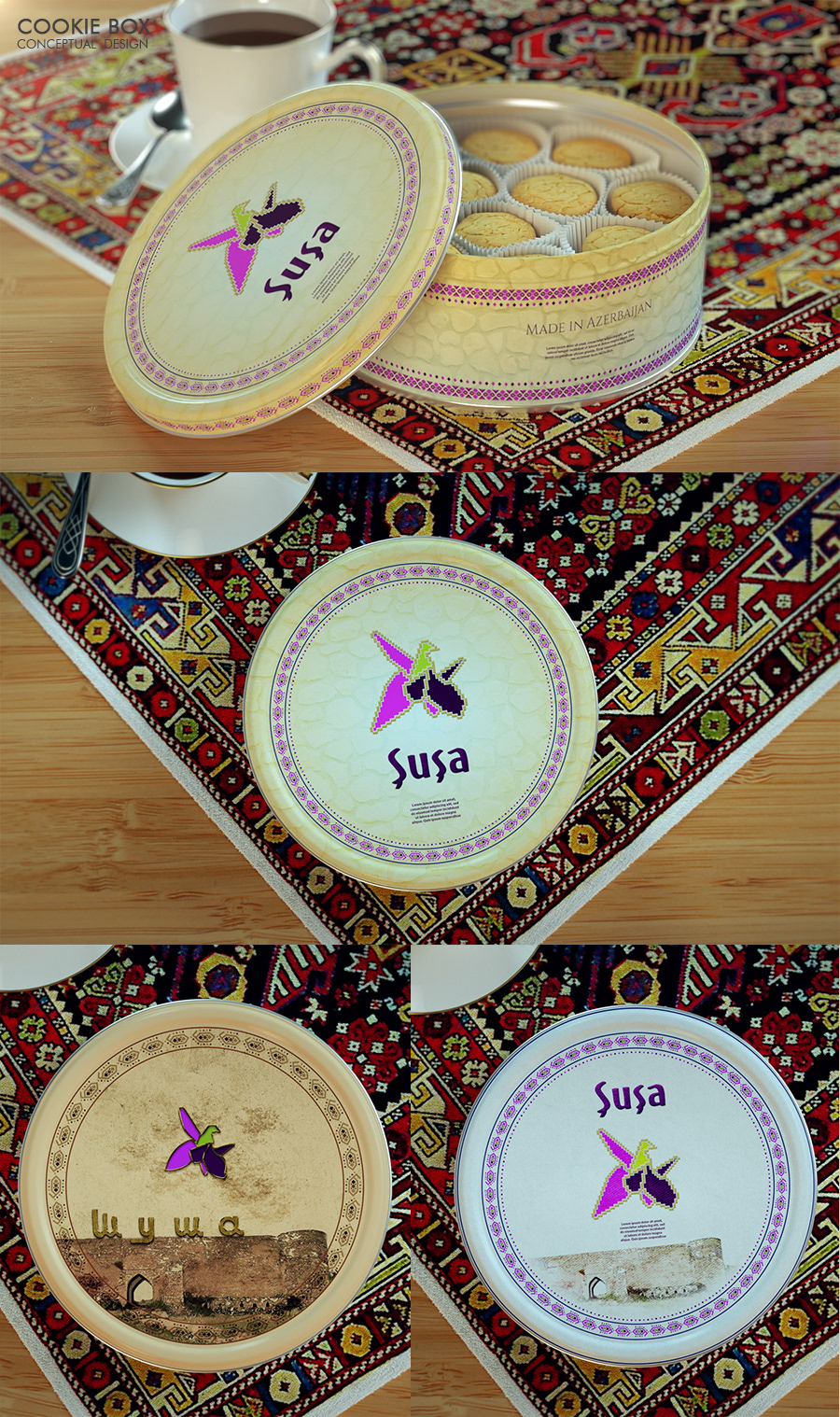 3D azerbaijan baku cinema 4d cookie box design karabakh label design packaging design Shusha