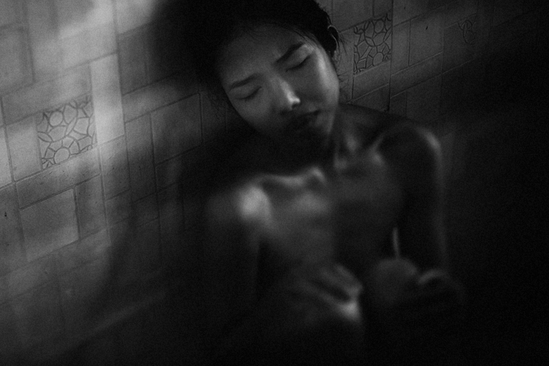 monochrome black-and-white portrait nude woman female indoor Sensuality erotics bizarre