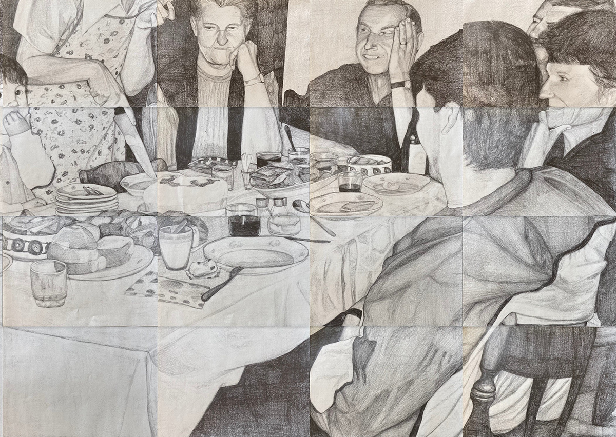 To All the Brothers and Sisters 119cm x 84cm 2022 graphite on paper drawing by Ksenija Vučićević