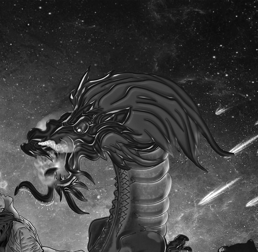 andresloquesea dragon ilustracion silueta Space  colombia andresgomez