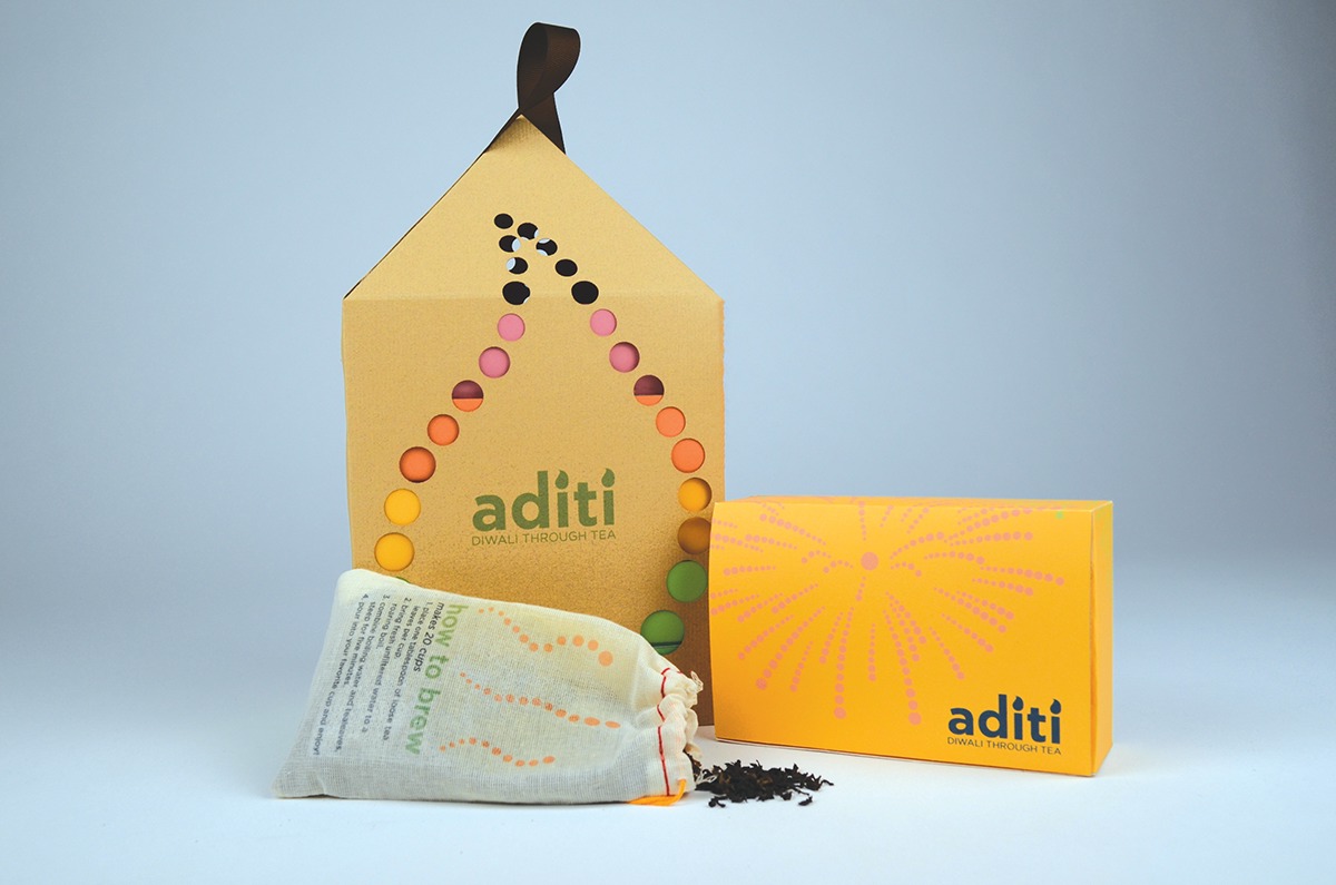 tea Diwali lantern package design  die cut branding  art direction 