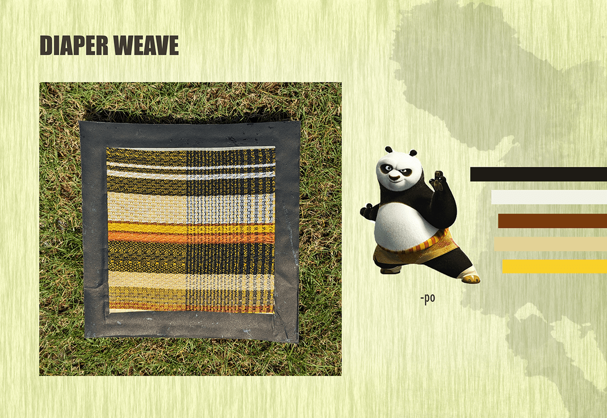 kung fu panda Woven weaving textile design  assignment yarn colors design TABLELOOM weaves