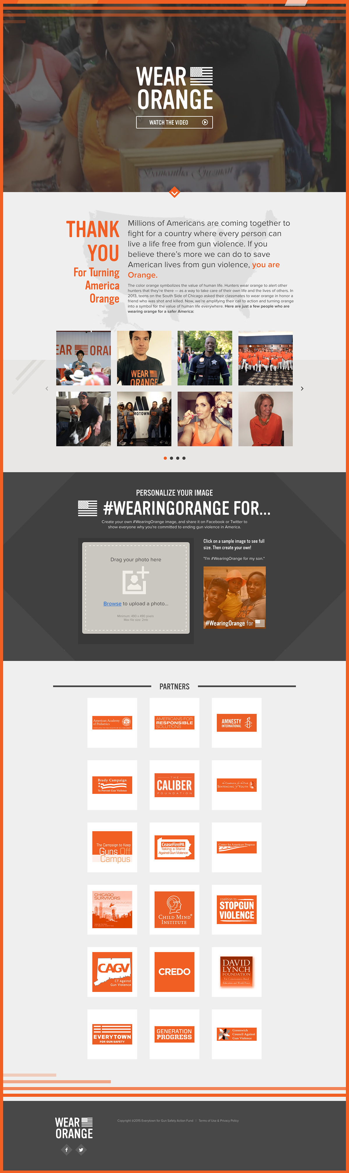 gun safety nonprofit microsite Website Wear Orange Nonprofit Tech nptech nonprofit websites nonprofit website design