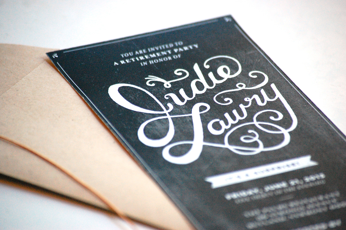 Invitation Stationery hand drawn type lettering Chalkboard party