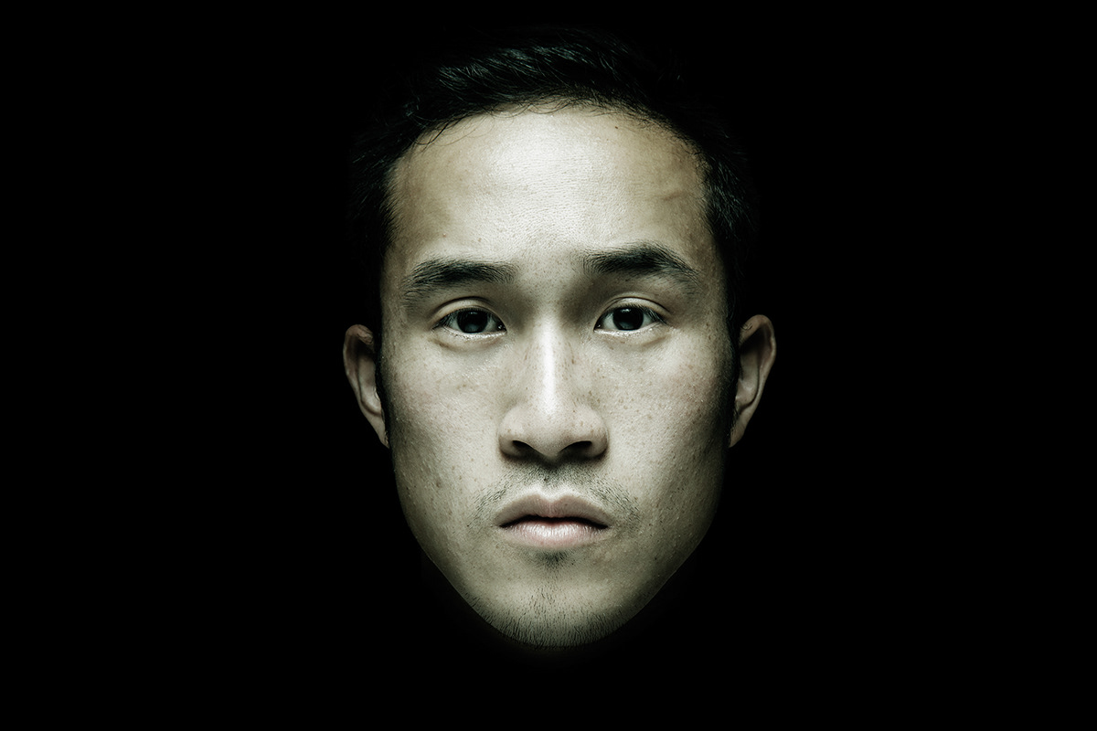 face asian studio edgy gritty commercial sports portrait soft light minimalist