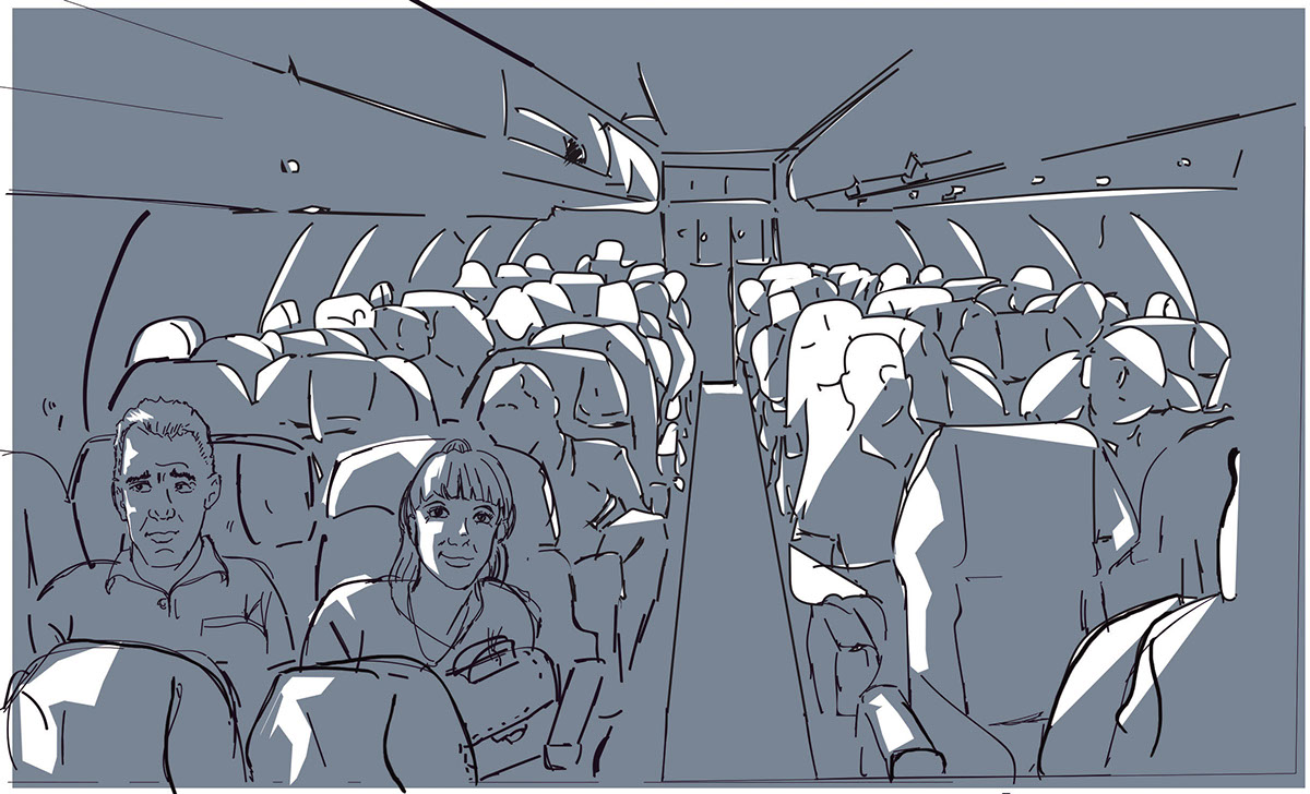 avion cabina grises Perspectiva